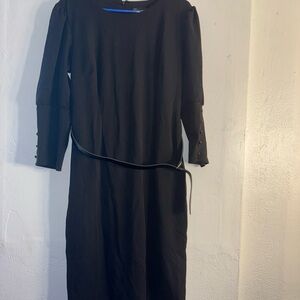 New York & Company Black Sheath Dress with Cuffed 3/4 Sleeves pre-owned